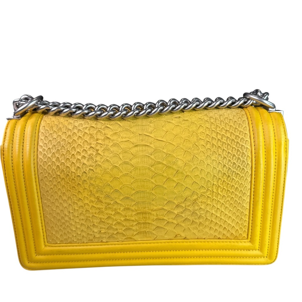 Chanel Yellow Python Crossbody Bag With Silver Ch… - image 2